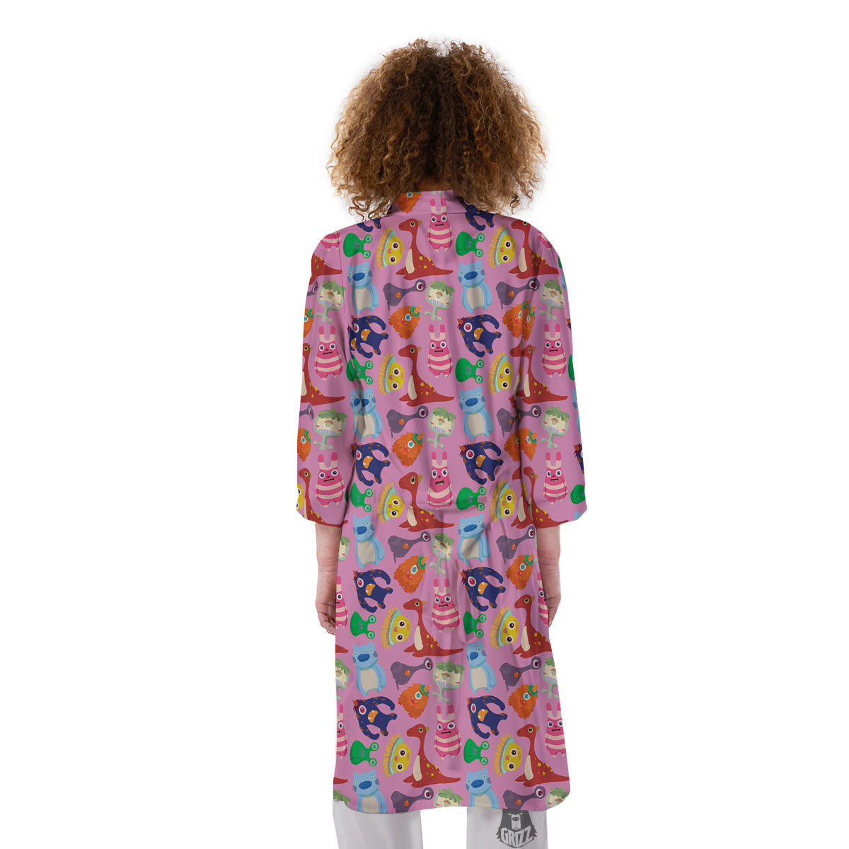 Toy Monster Cute Pink Print Pattern Kimono-grizzshop