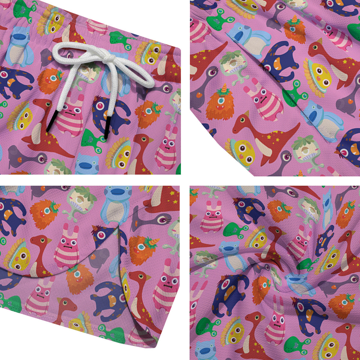 Toy Monster Cute Pink Print Pattern Men's Running Shorts-grizzshop
