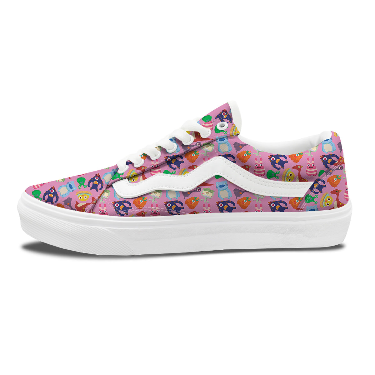 Toy Monster Cute Pink Print Pattern Skate Shoes-grizzshop