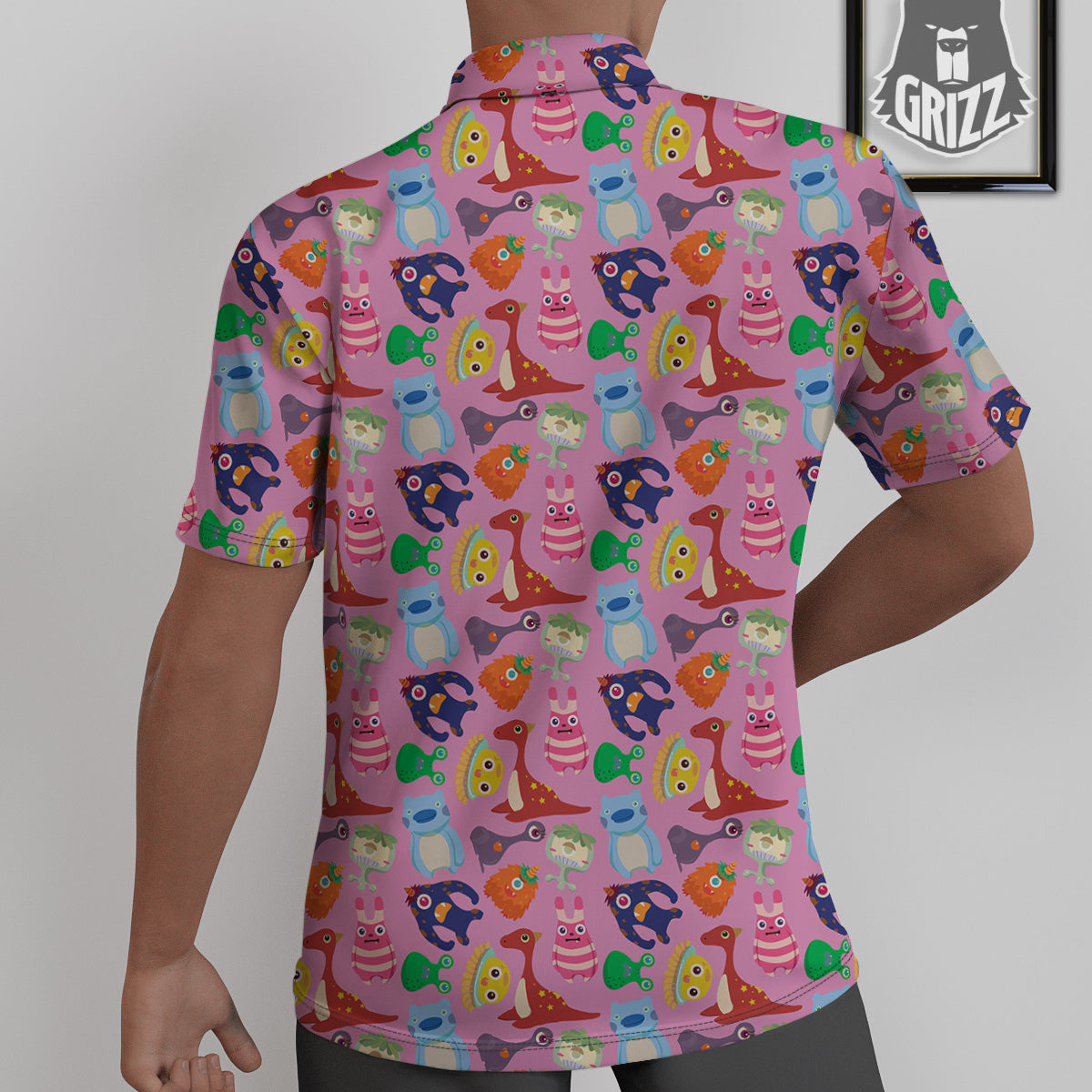 Toy Monster Cute Pink Print Pattern Untucked Shirts-grizzshop