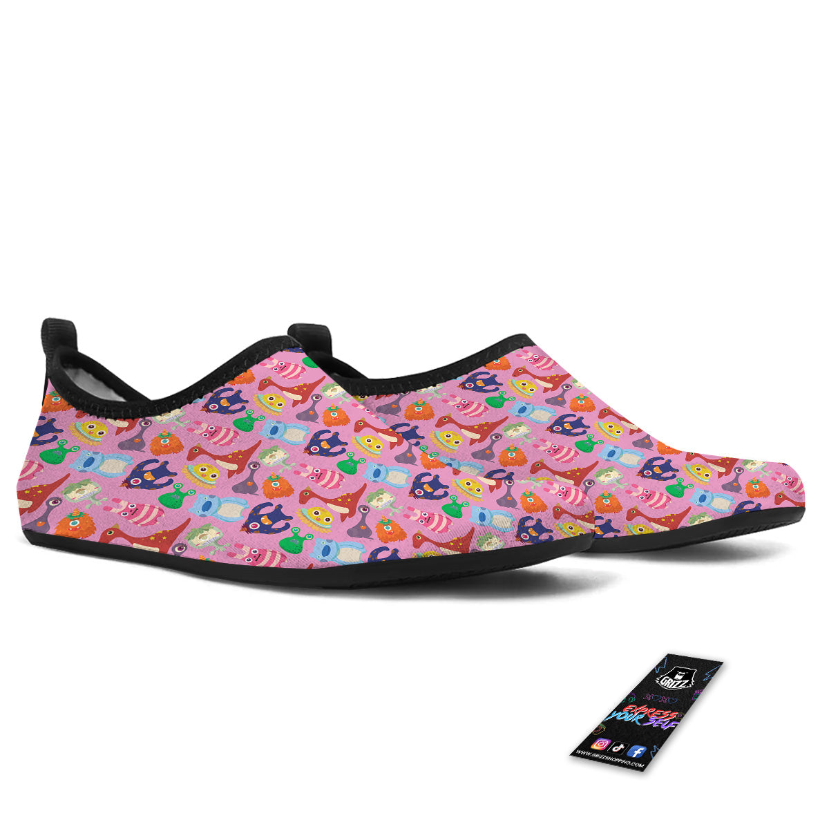 Toy Monster Cute Pink Print Pattern Water Shoes-grizzshop