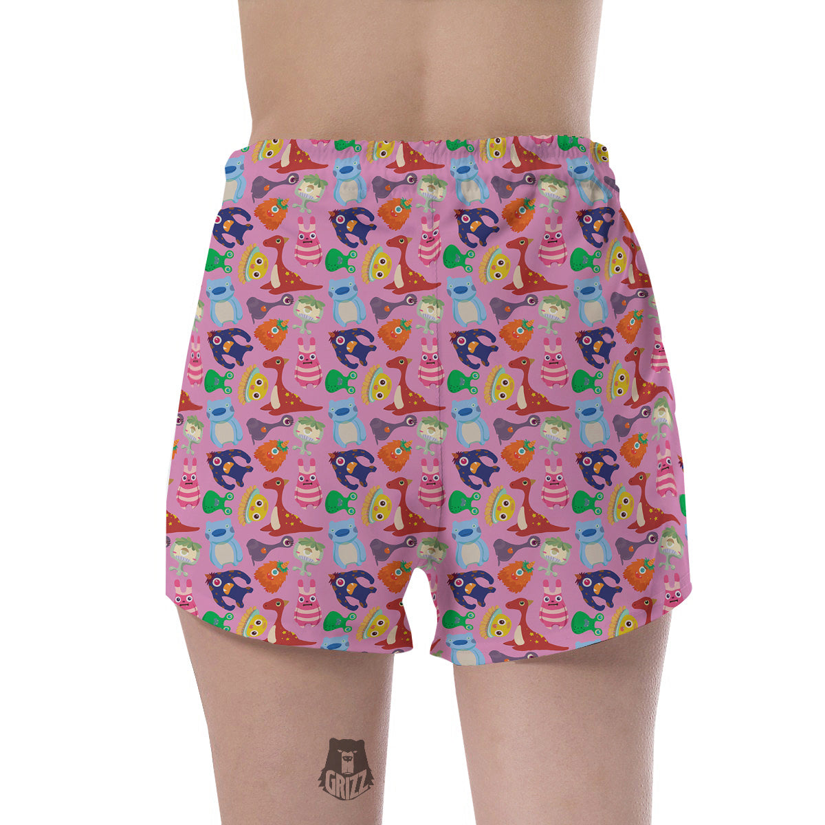 Toy Monster Cute Pink Print Pattern Women's Shorts-grizzshop