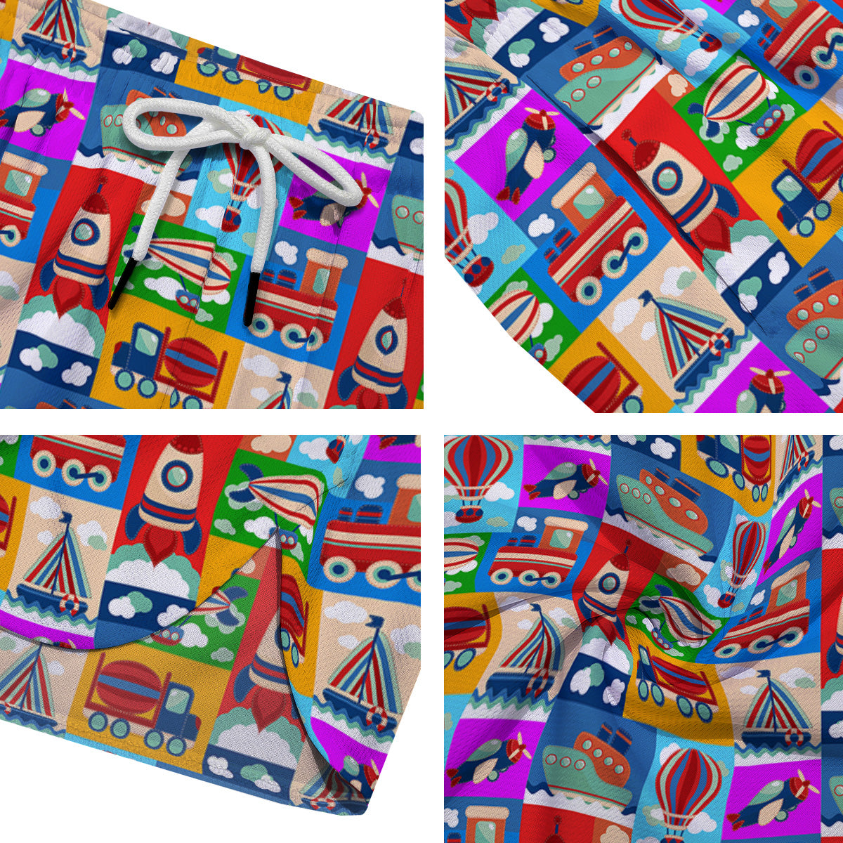 Toy Transport Cartoon Colorful Print Pattern Men's Running Shorts-grizzshop