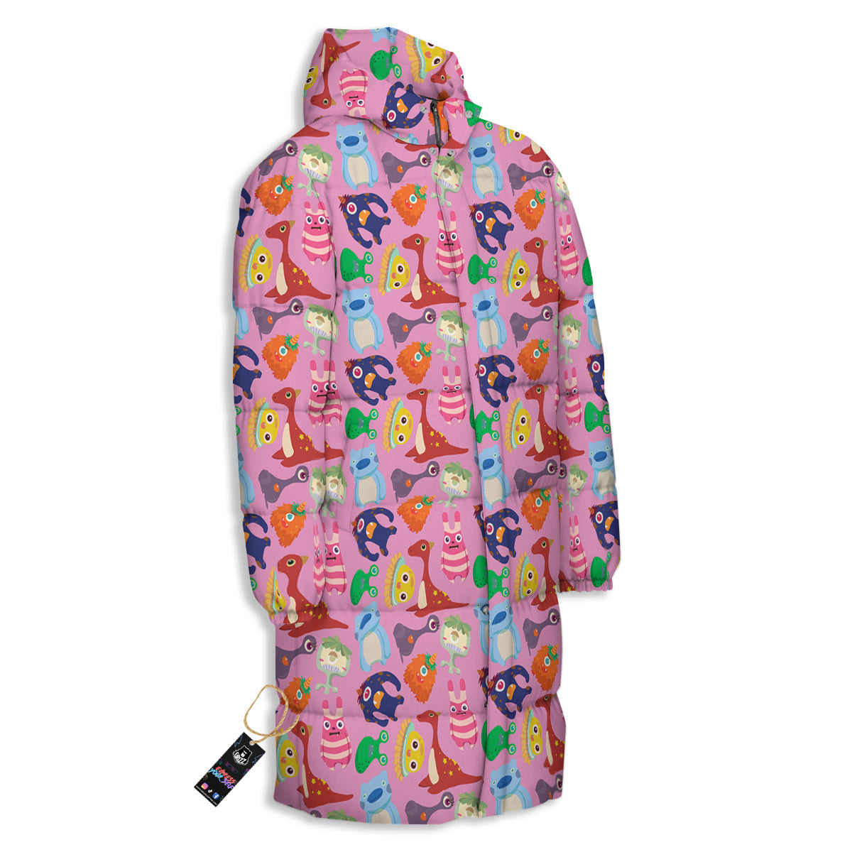 Toy Monster Cute Pink Print Pattern Long Down Jacket