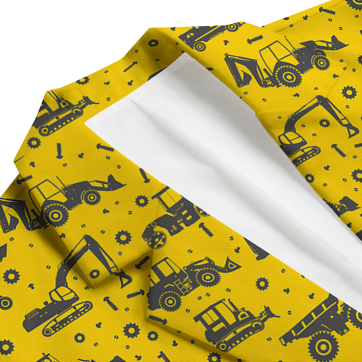 Tractor Yellow Print Pattern Men's Blazer-grizzshop