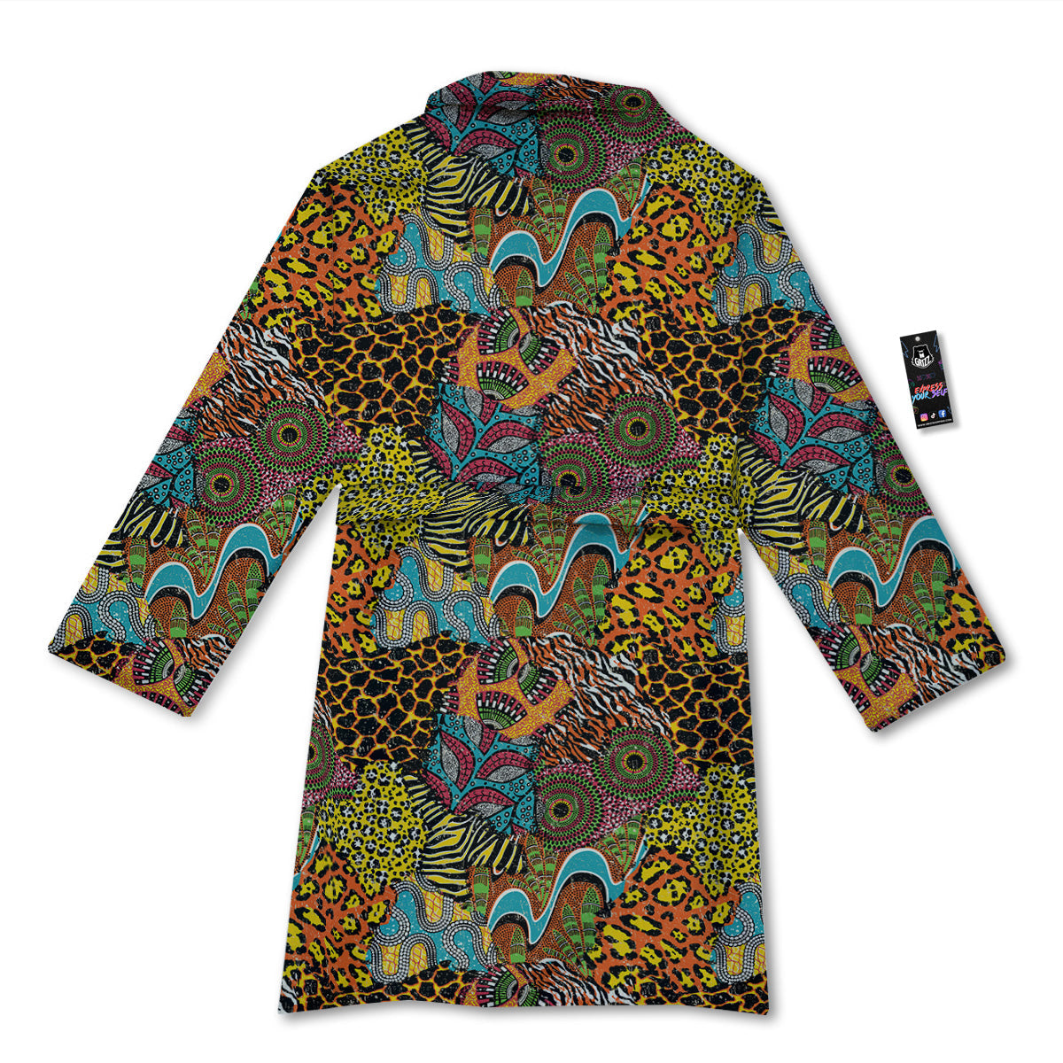 Traditional African And Wild Animal Skins Print Pattern Bathrobe-grizzshop