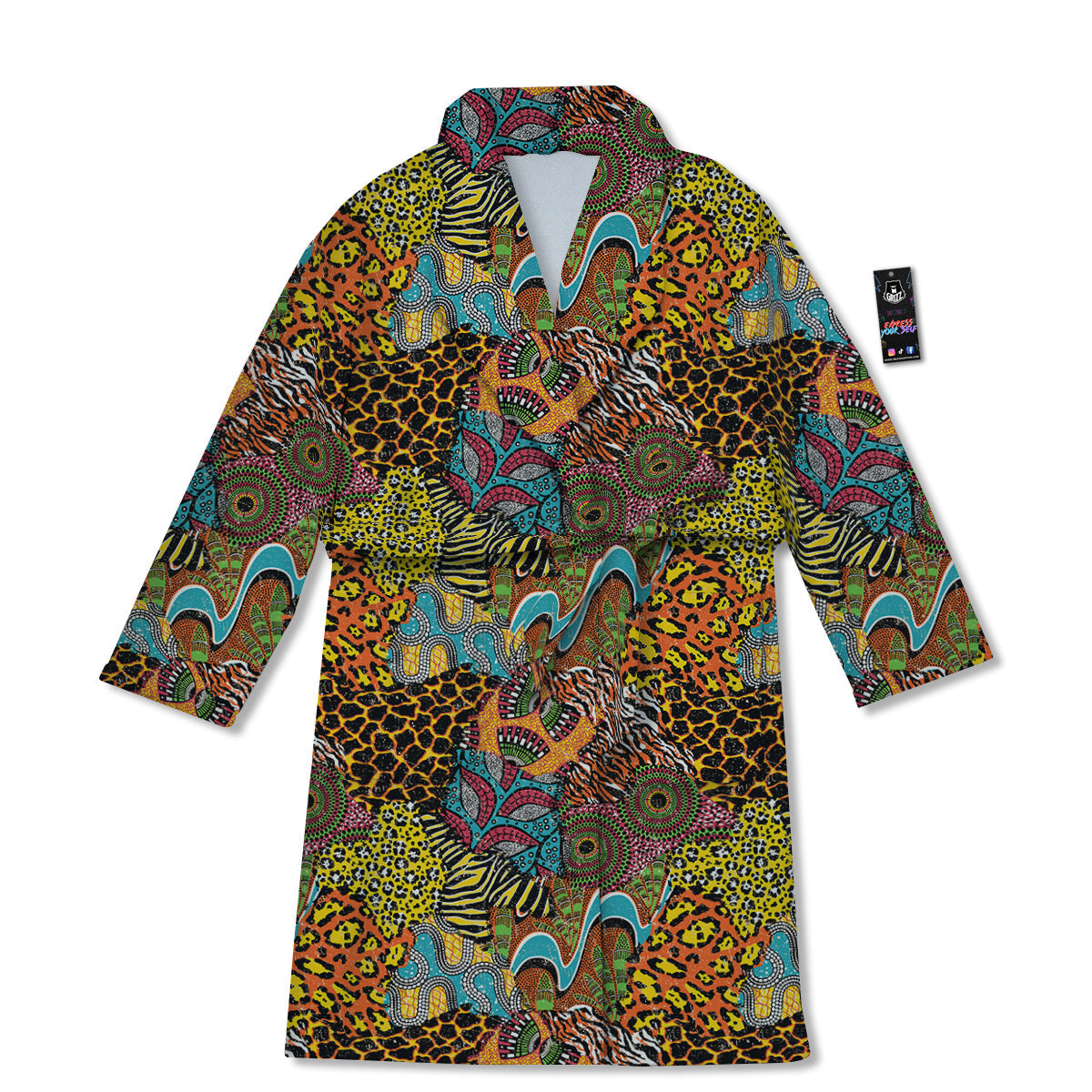 Traditional African And Wild Animal Skins Print Pattern Bathrobe-grizzshop