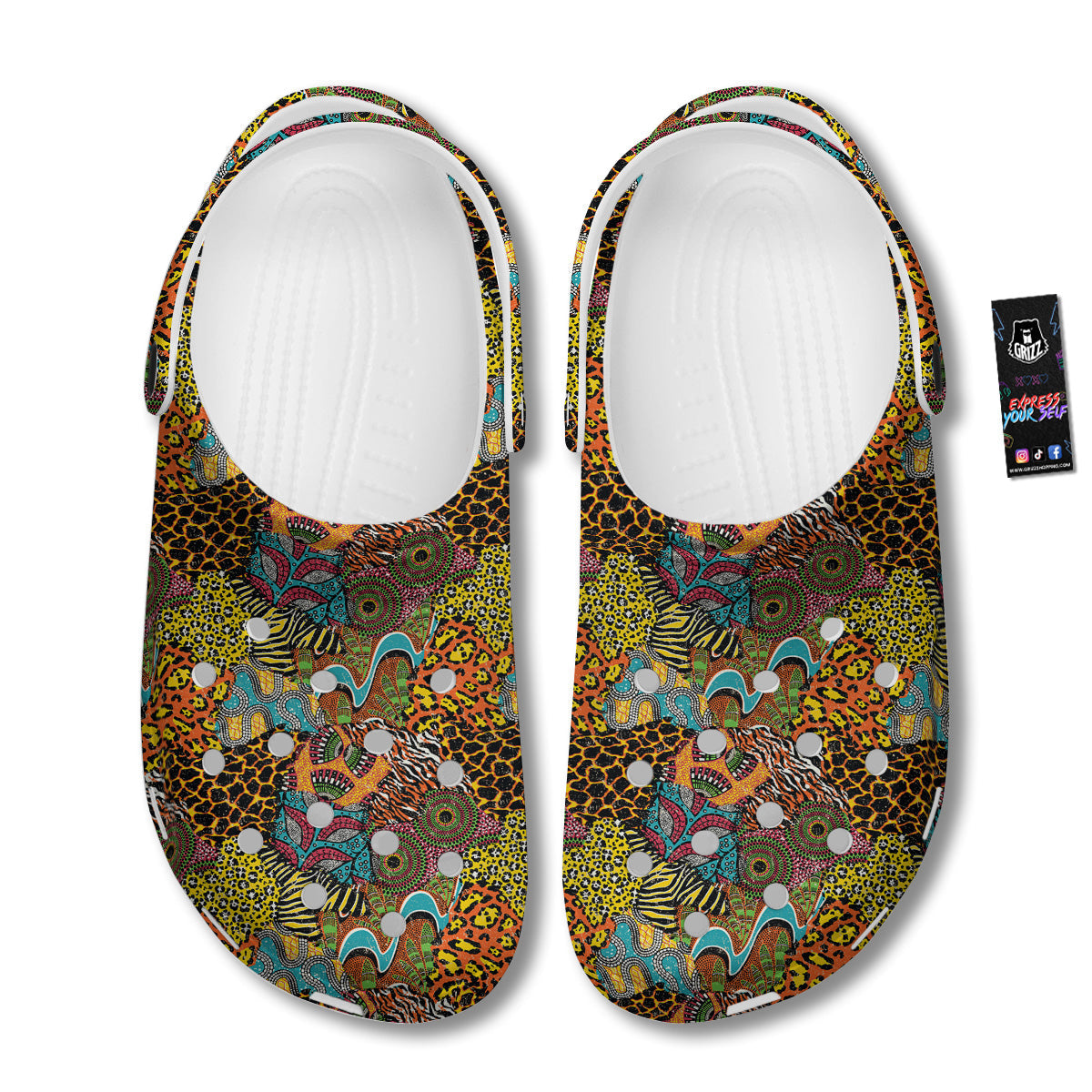 Traditional African And Wild Animal Skins Print Pattern Clog-grizzshop