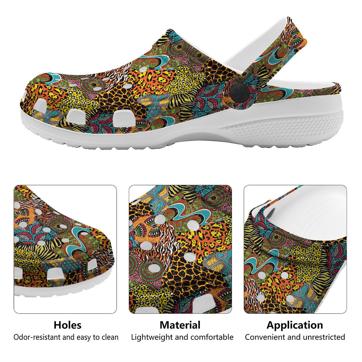 Traditional African And Wild Animal Skins Print Pattern Clog-grizzshop