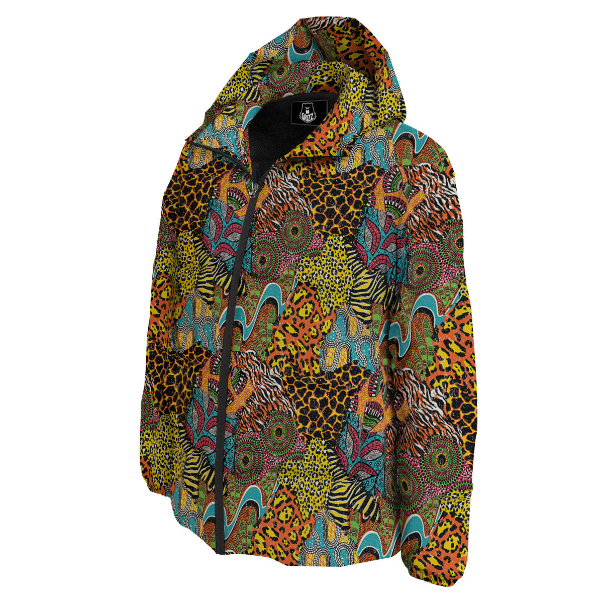 Traditional African And Wild Animal Skins Print Pattern Down Jacket-grizzshop