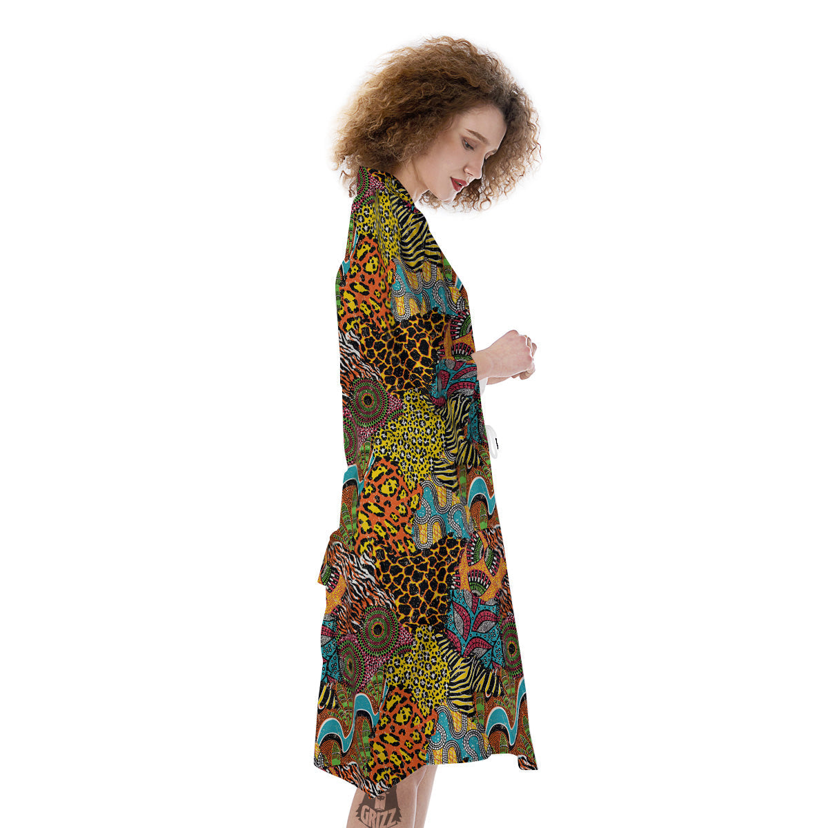 Traditional African And Wild Animal Skins Print Pattern Kimono-grizzshop