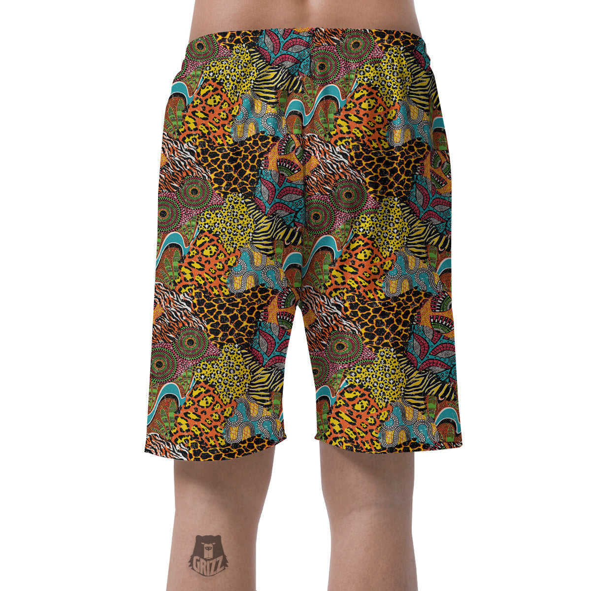 Traditional African And Wild Animal Skins Print Pattern Men's Shorts-grizzshop