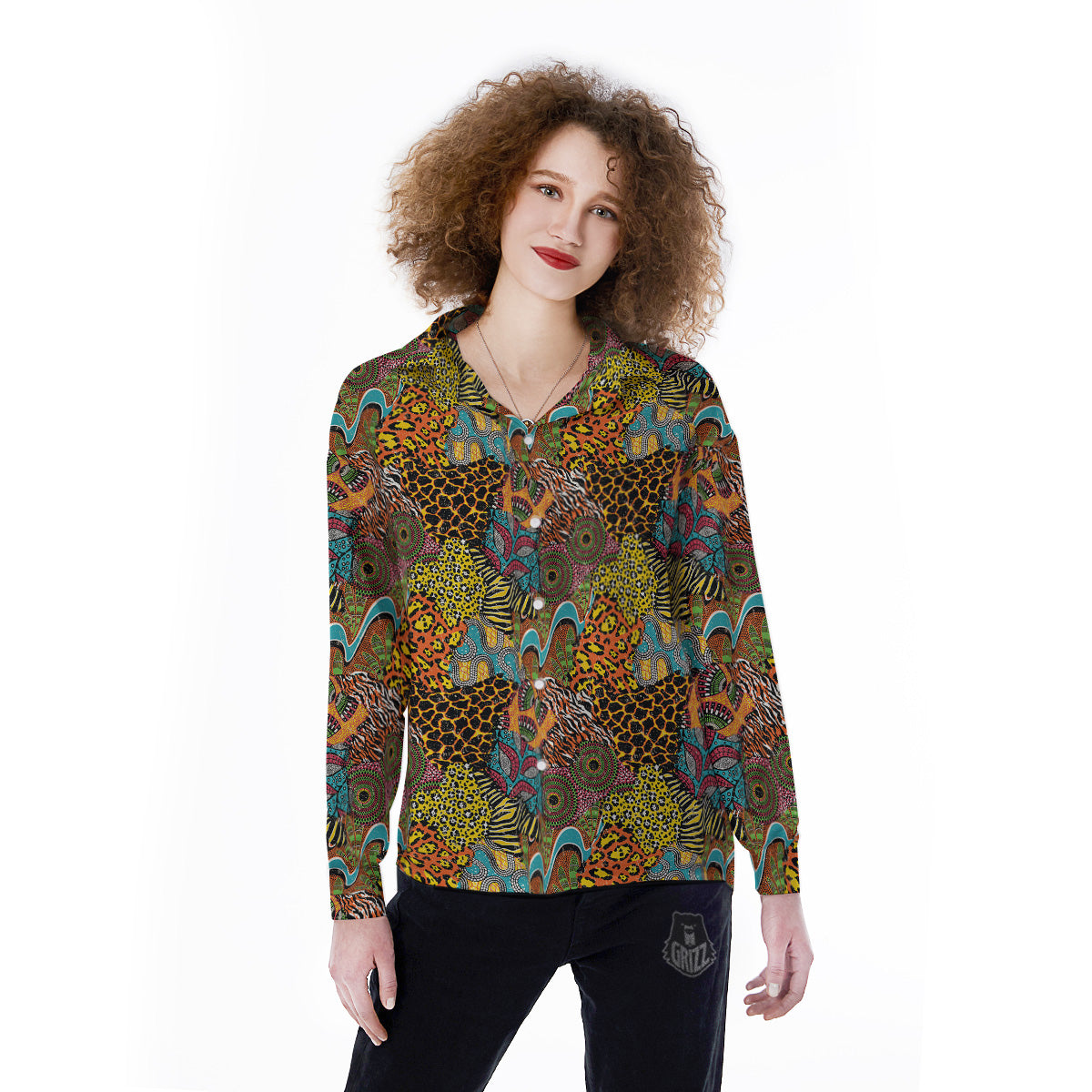 African Wild Animal Skins Long Sleeve Bodycon Dress Triangles Pattern Afro Pattern Style LT9 main image 0