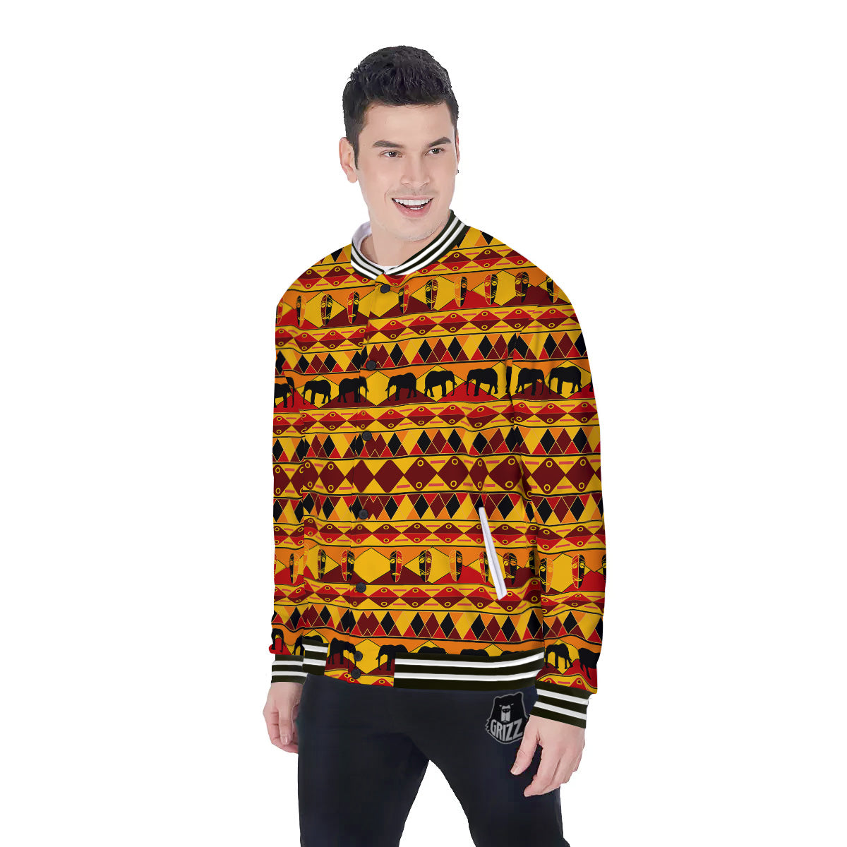 Traditional African Ethnic Print Pattern Baseball Jacket-grizzshop