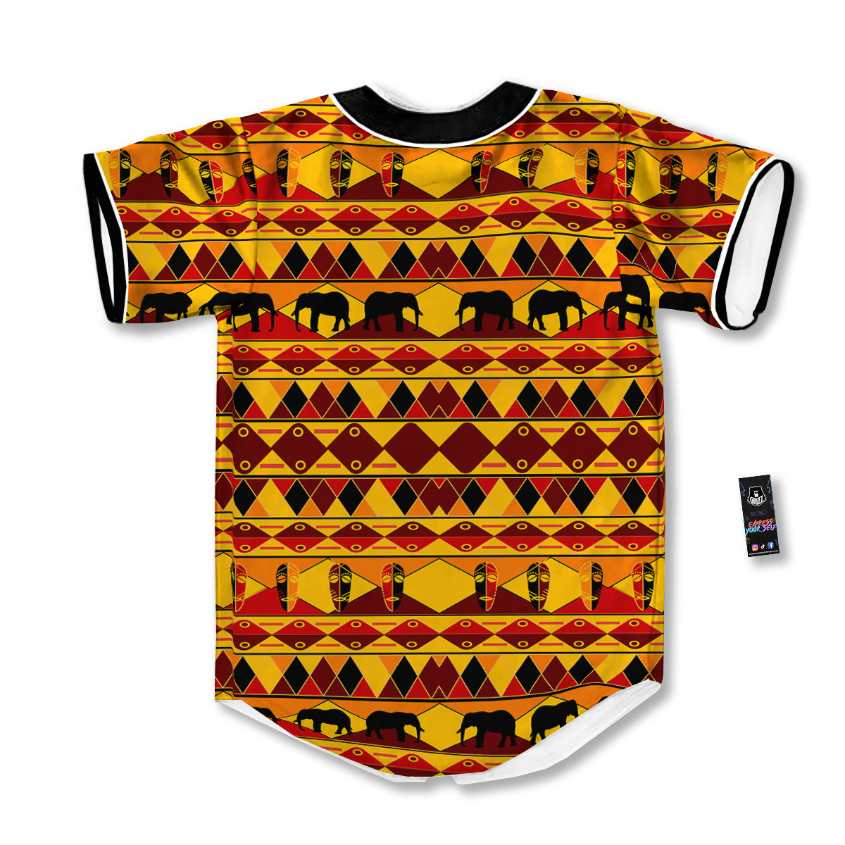 Traditional African Ethnic Print Pattern Baseball Jersey-grizzshop