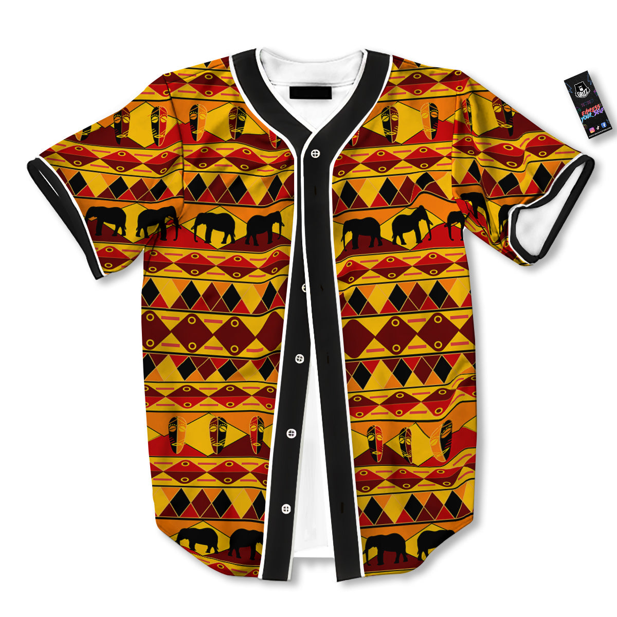 Traditional African Ethnic Print Pattern Baseball Jersey-grizzshop