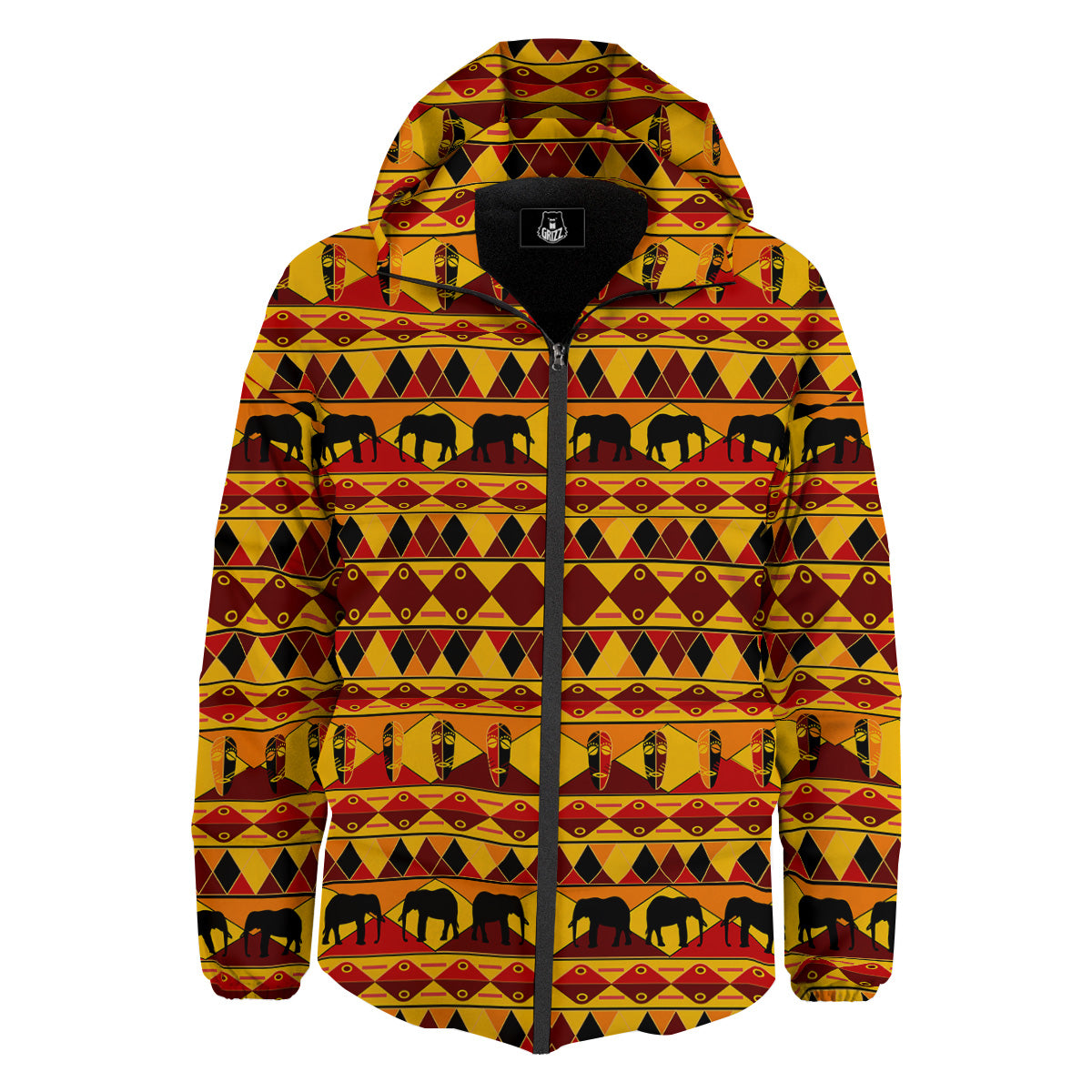 Traditional African Ethnic Print Pattern Down Jacket-grizzshop