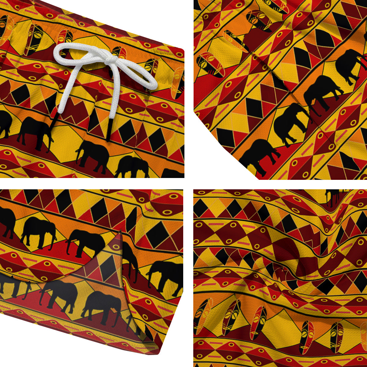 Traditional African Ethnic Print Pattern Men's Running Shorts-grizzshop