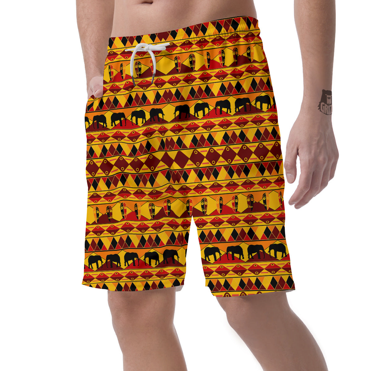 Traditional African Ethnic Print Pattern Men's Shorts-grizzshop