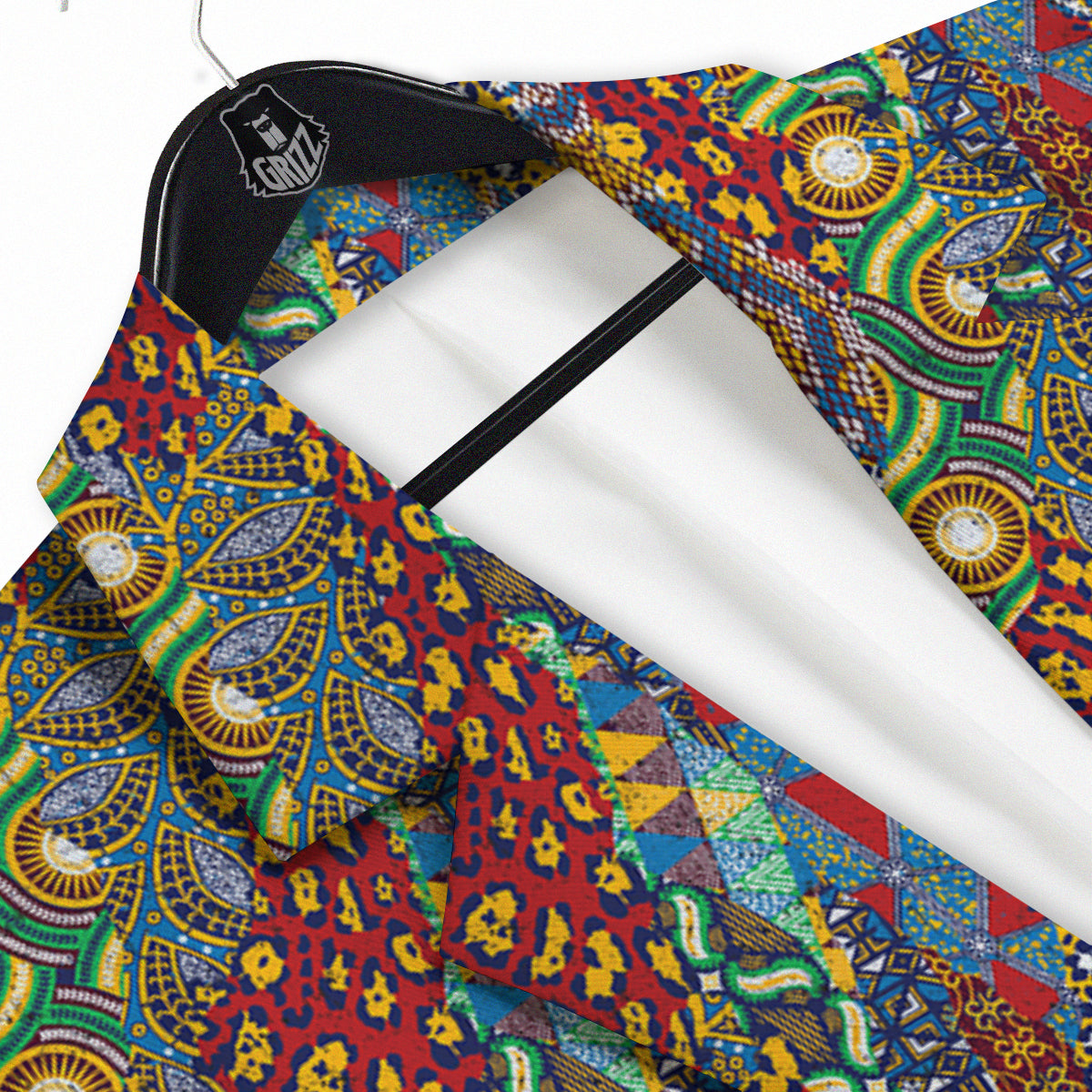 Traditional African Patchwork Animal Skins Print Pattern Men's Sport Coat-grizzshop