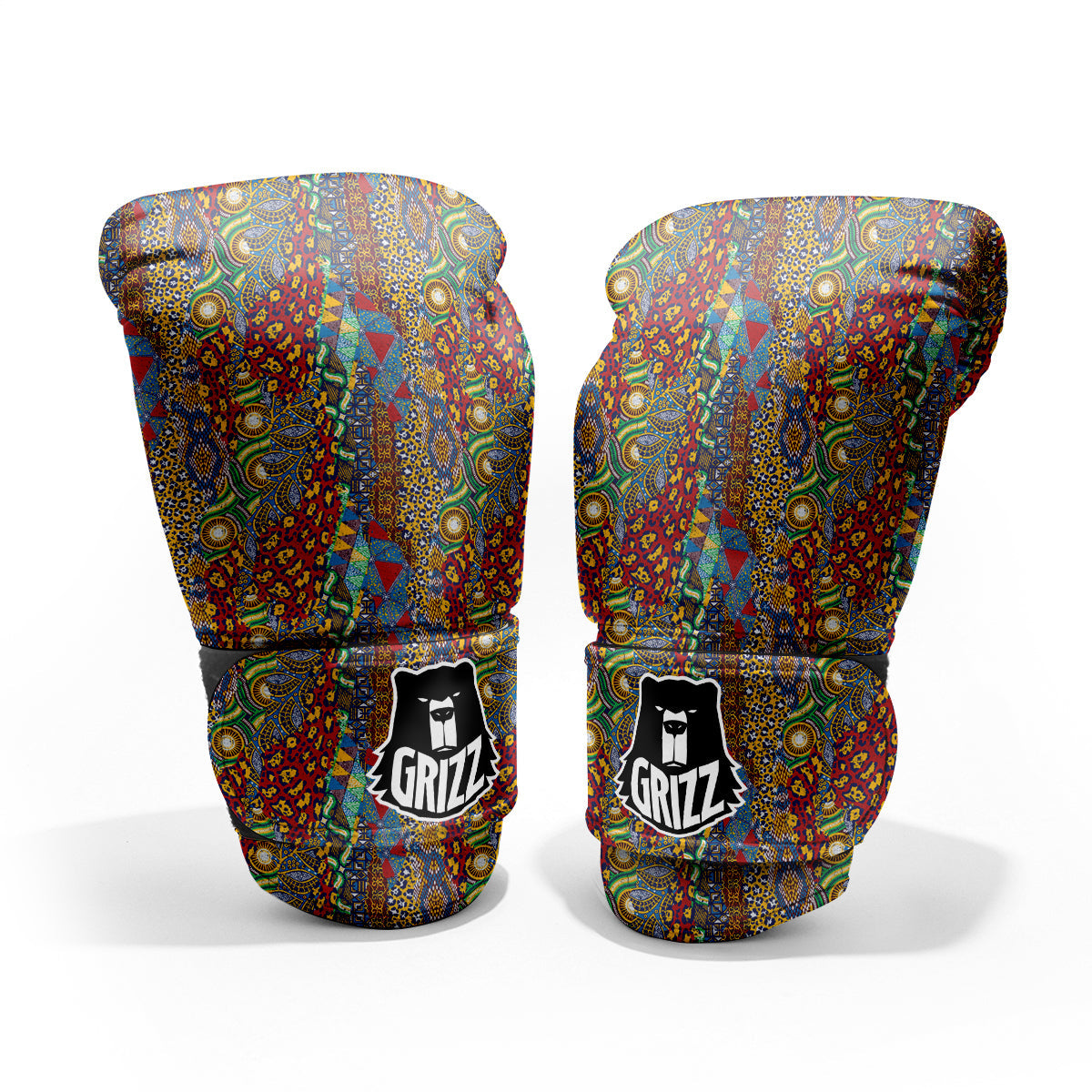Traditional African Patchwork Animal Skins Print Pattern Pro Boxing Glove