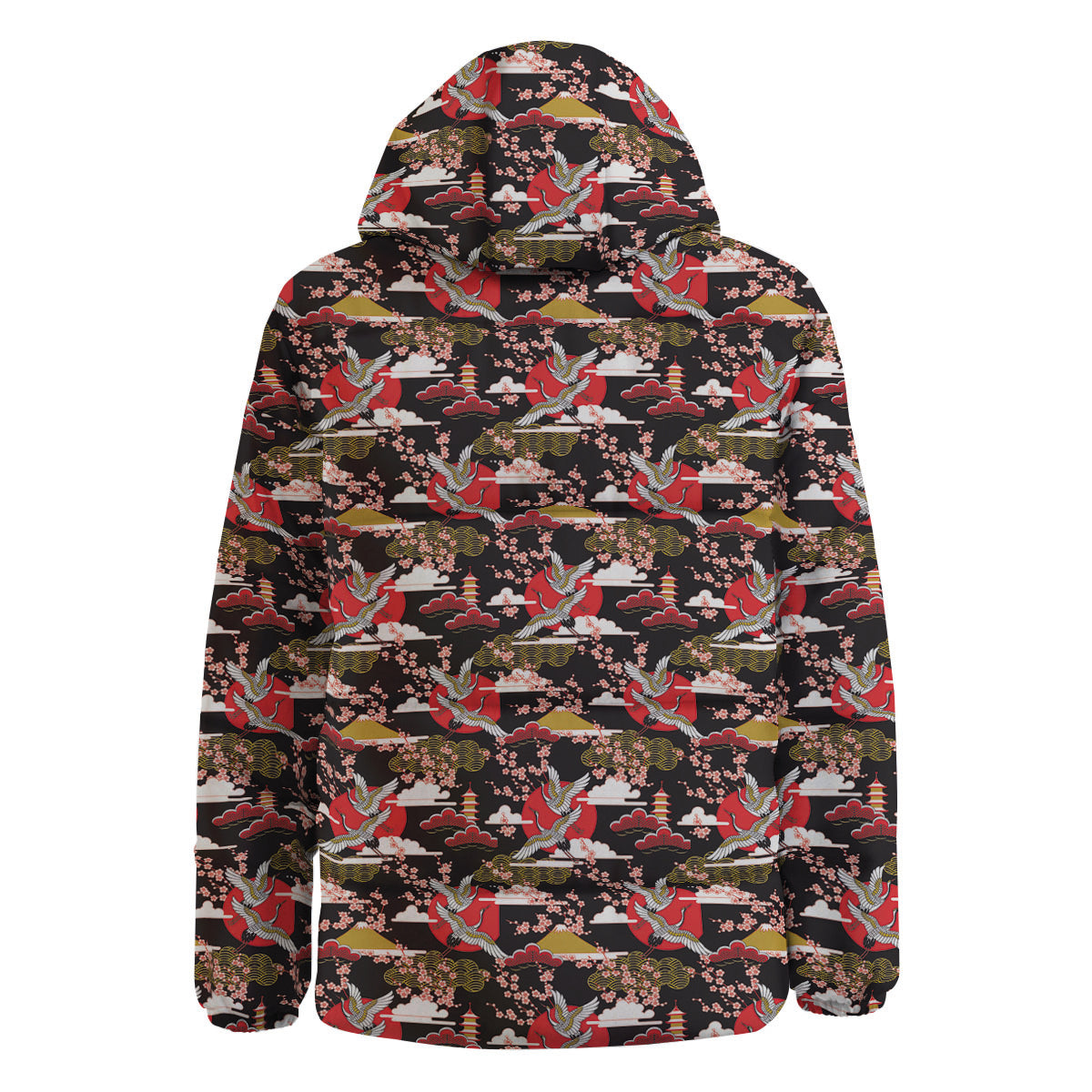 Traditional Japanese Print Pattern Down Jacket-grizzshop