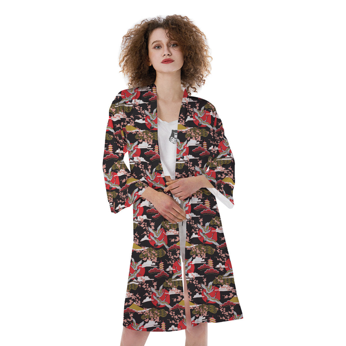 Traditional Japanese Print Pattern Kimono-grizzshop