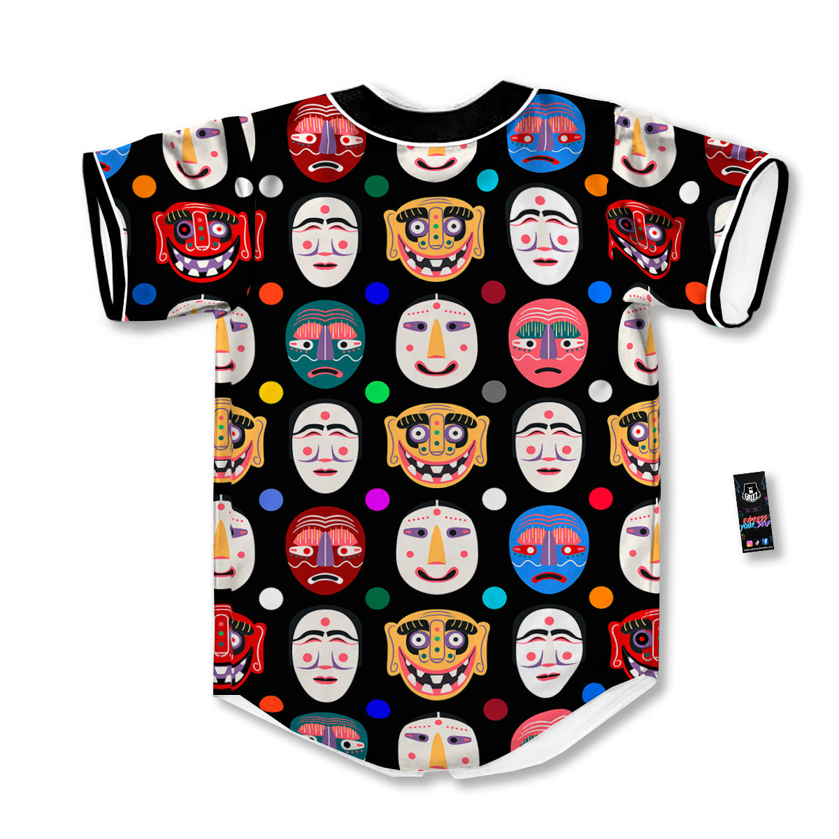 Traditional Korean Masks Print Pattern Baseball Jersey-grizzshop