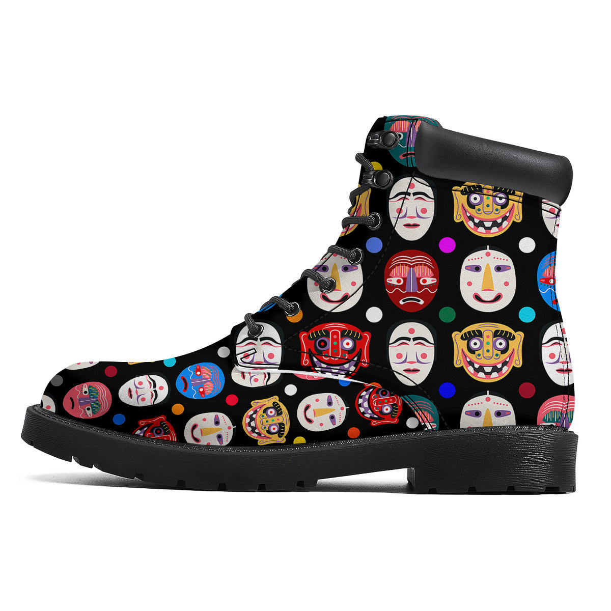 Traditional Korean Masks Print Pattern Boots-grizzshop