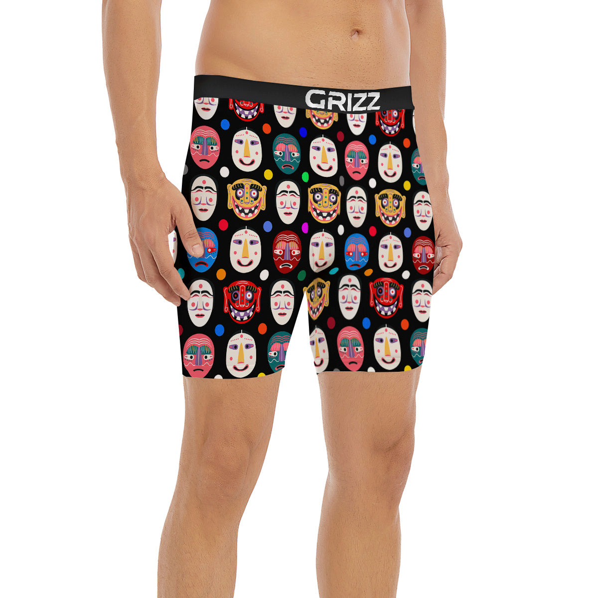 Traditional Korean Masks Print Pattern Boxer Briefs-grizzshop