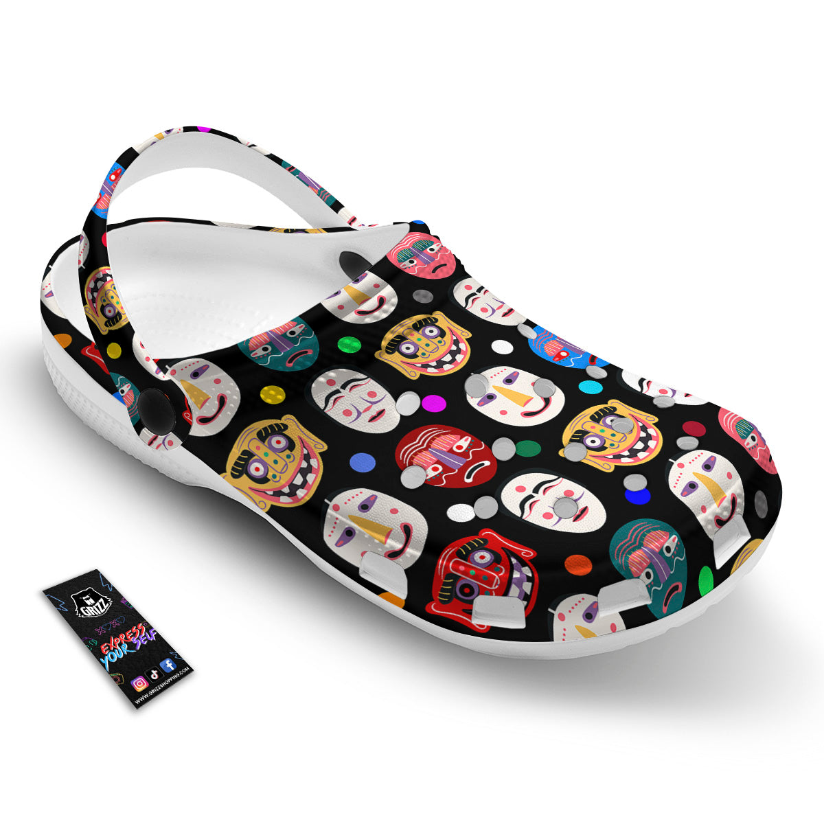 Traditional Korean Masks Print Pattern Clog-grizzshop