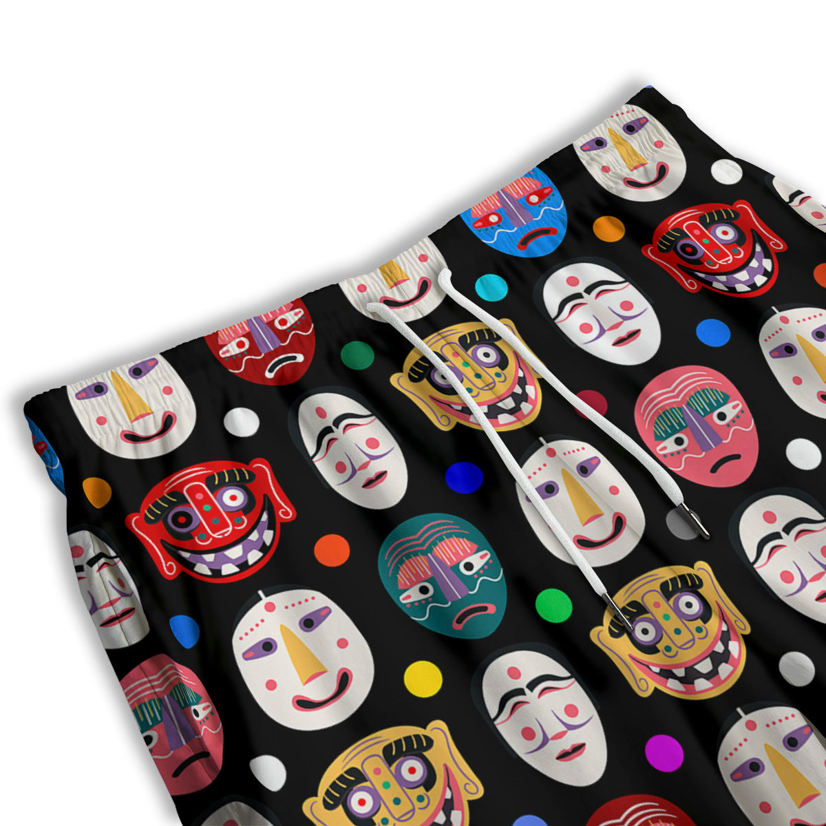 Traditional Korean Masks Print Pattern Men's Athletic Shorts