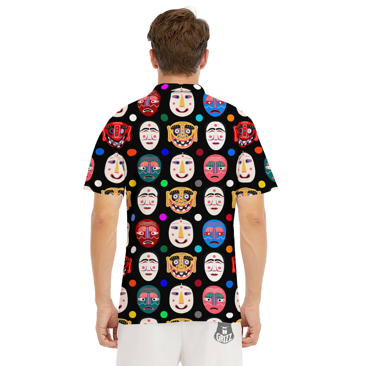 Traditional Korean Masks Print Pattern Men's Golf Shirts-grizzshop