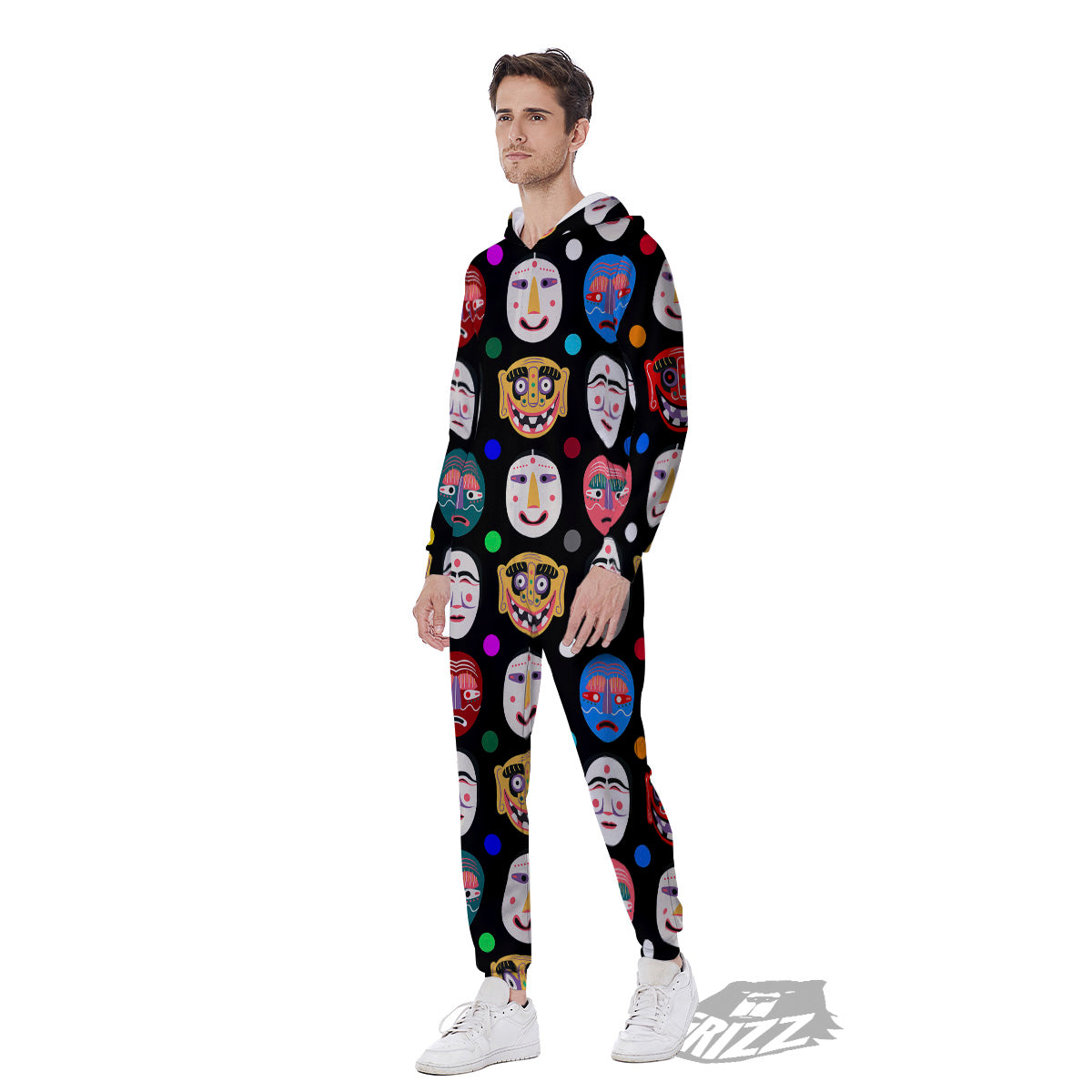 Traditional Korean Masks Print Pattern Men's Jumpsuit-grizzshop