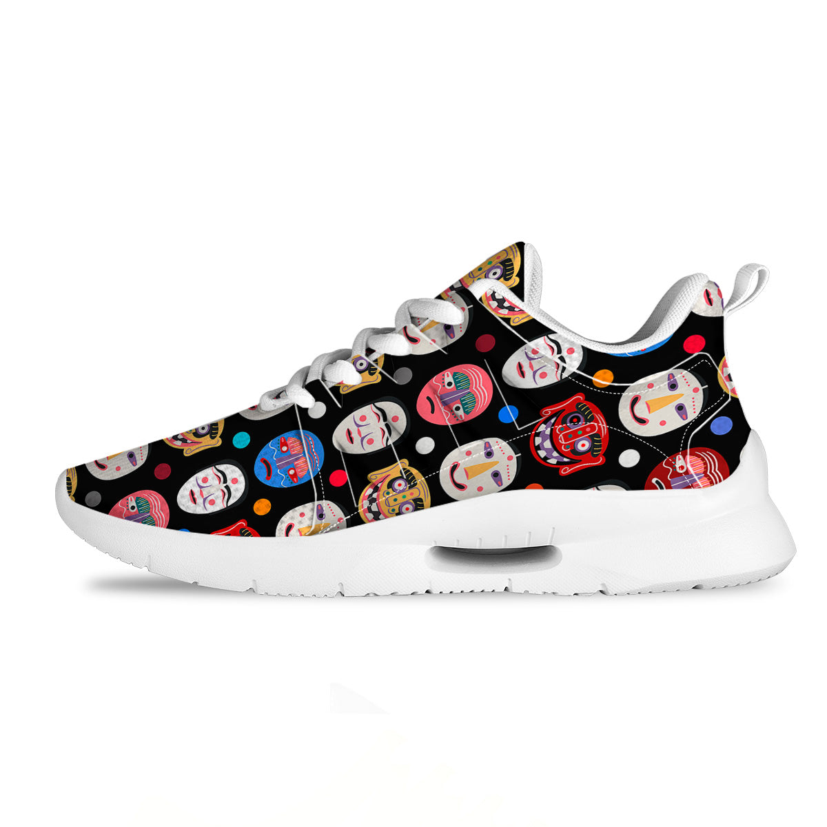 Traditional Korean Masks Print Pattern Tennis Shoes-grizzshop