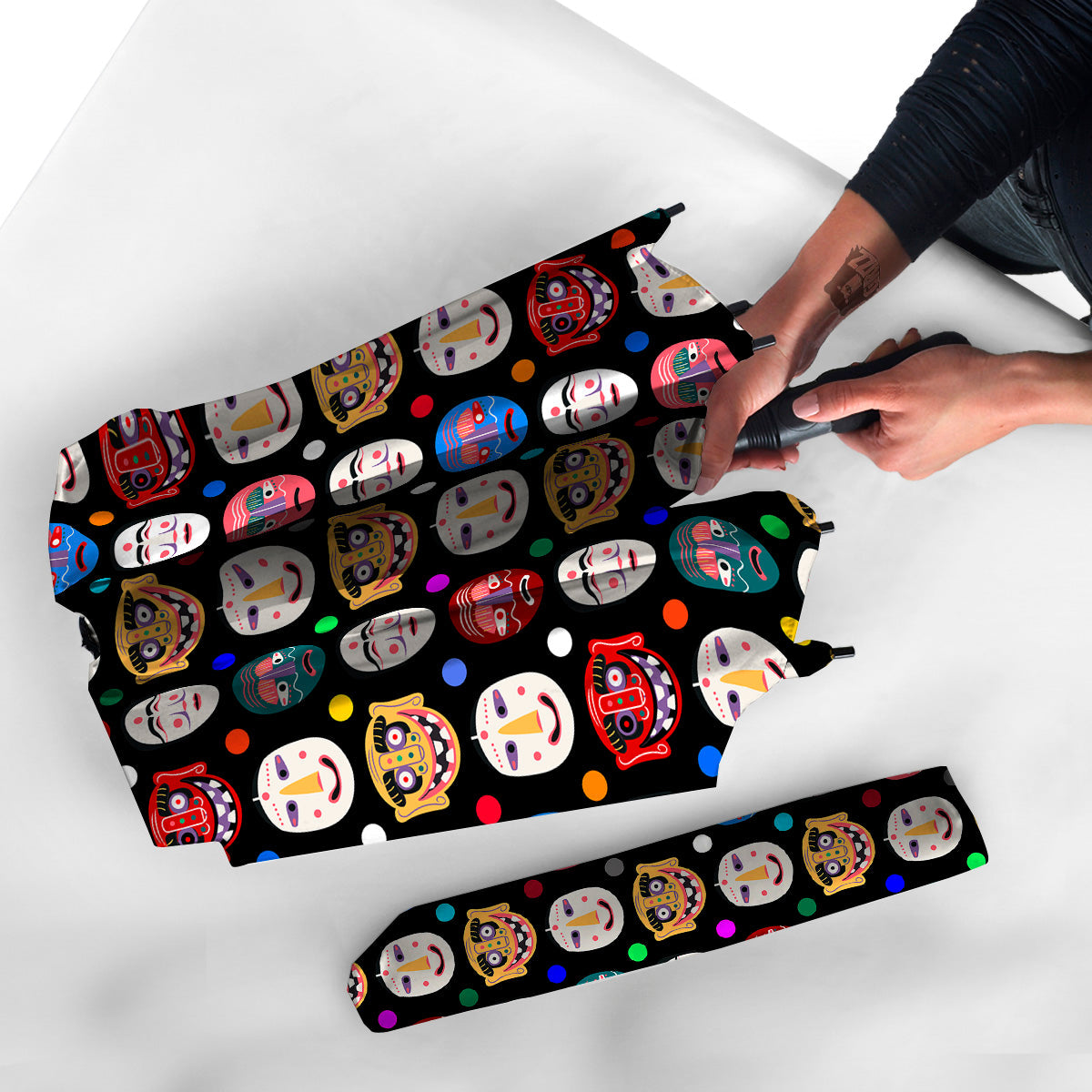 Traditional Korean Masks Print Pattern Umbrella-grizzshop