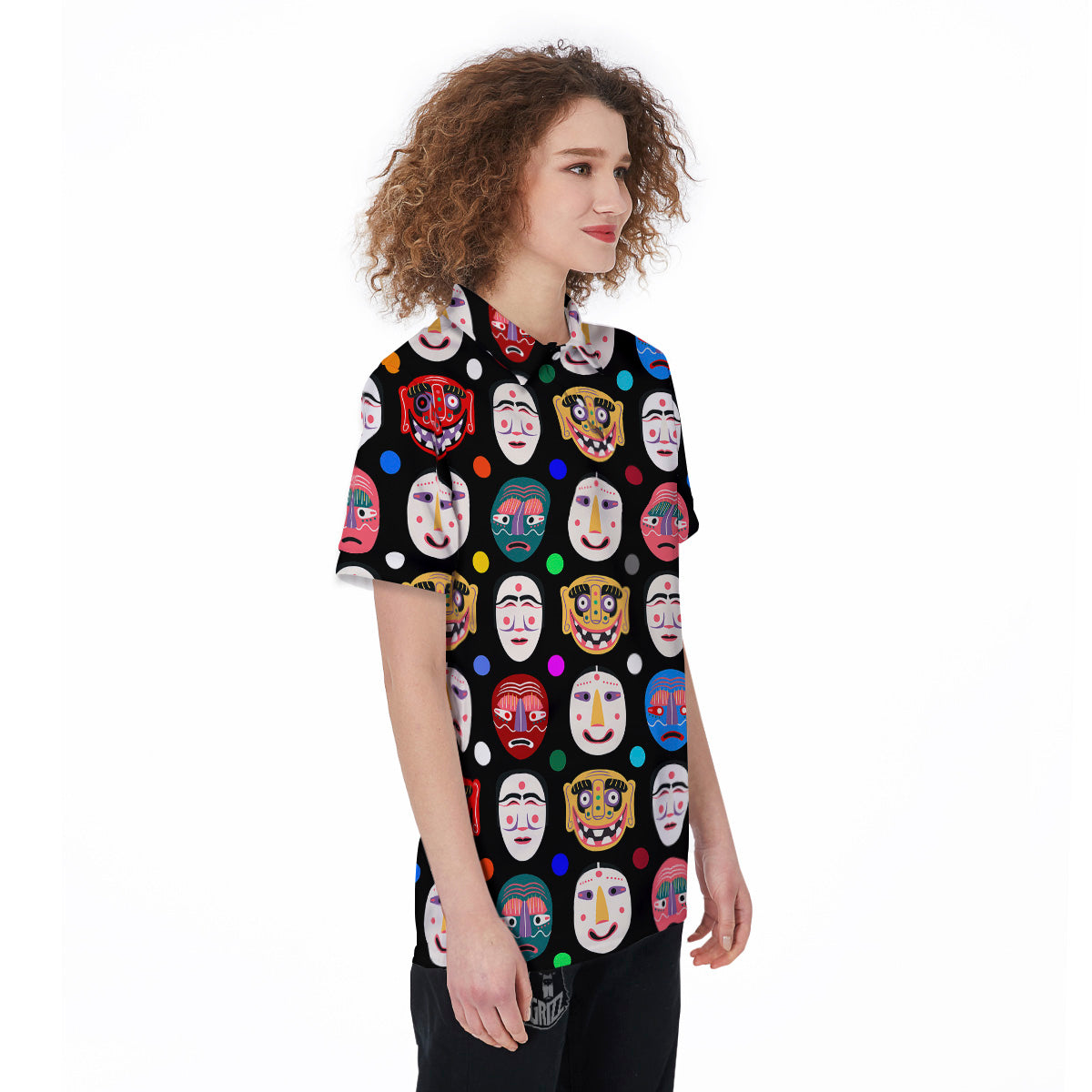 Traditional Korean Masks Print Pattern Women's Golf Shirts-grizzshop
