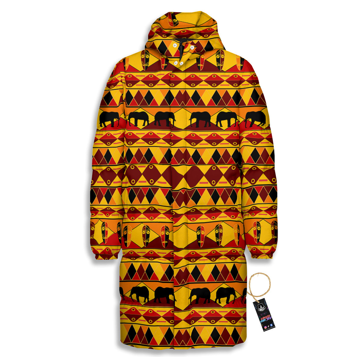 Traditional African Ethnic Print Pattern Long Down Jacket