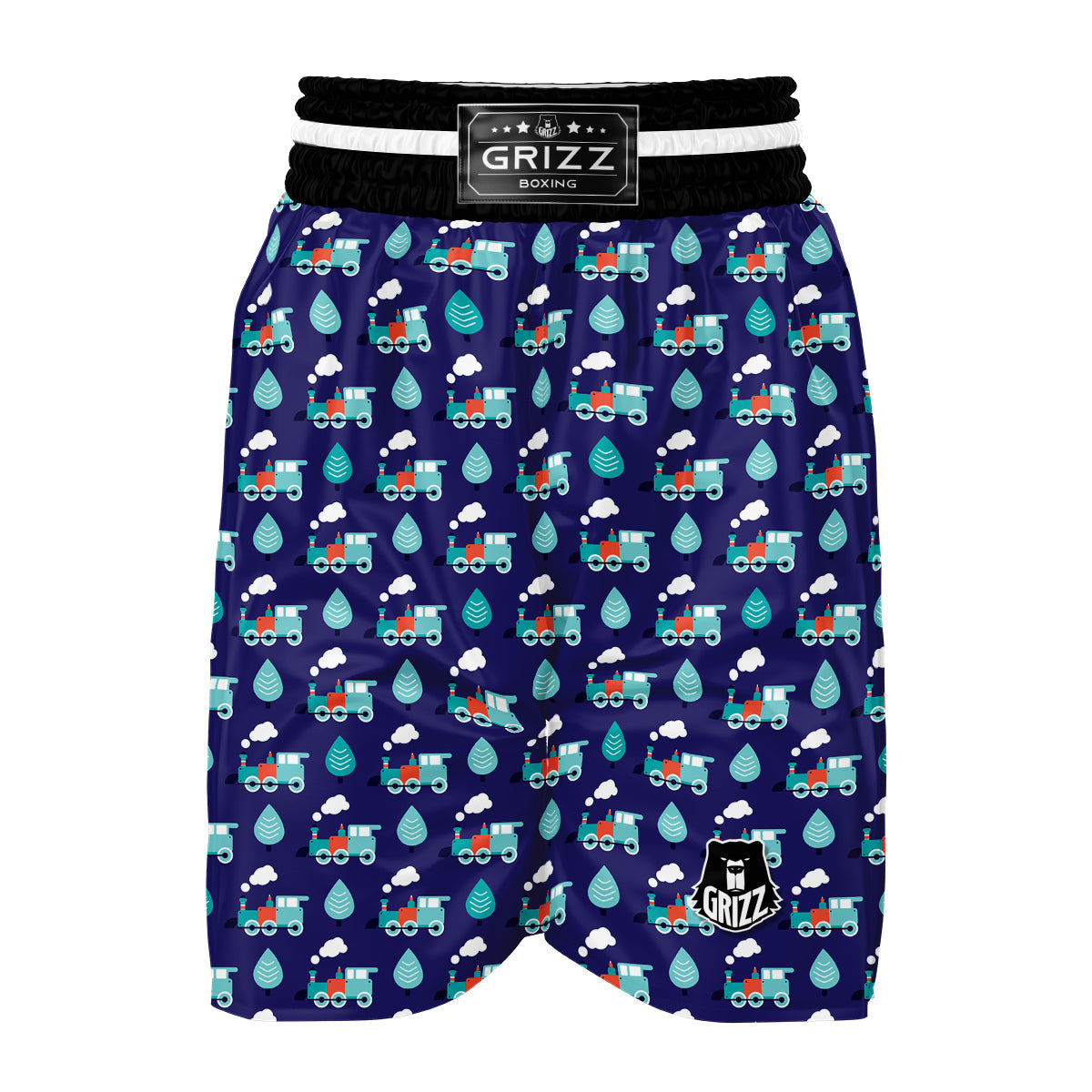 Train And Tree Print Pattern Boxing Shorts-grizzshop