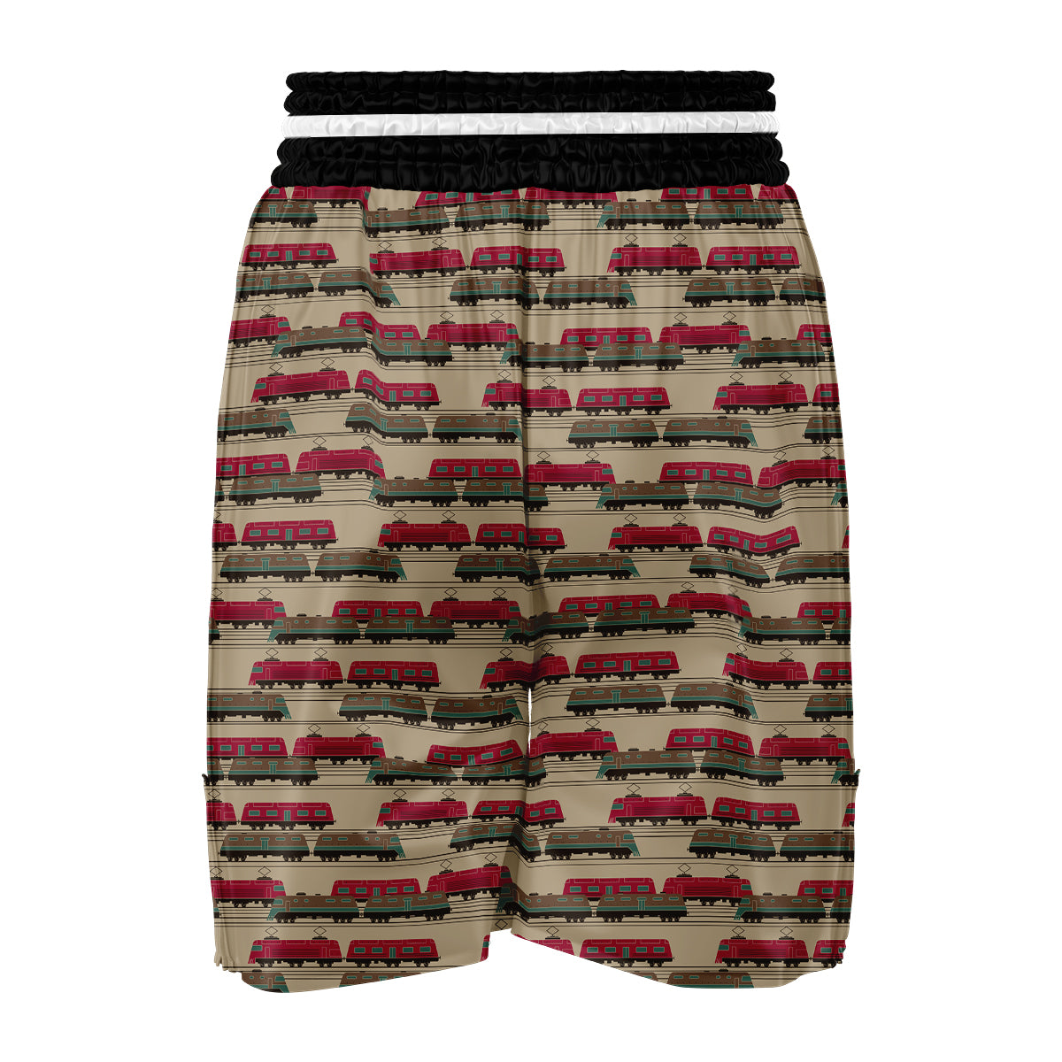 Train Print Pattern Boxing Shorts-grizzshop