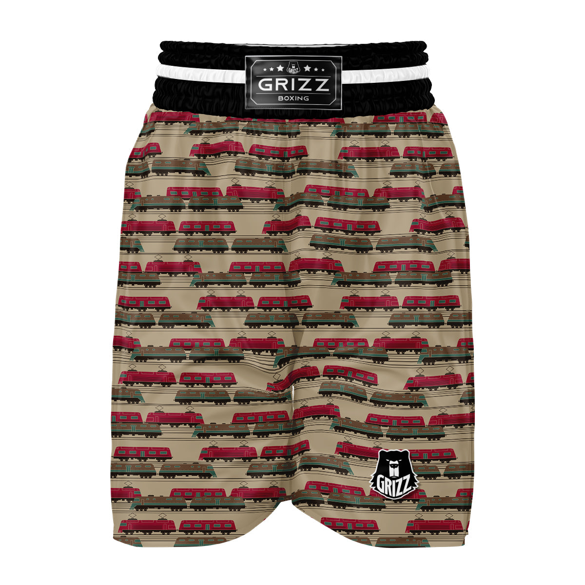 Train Print Pattern Boxing Shorts-grizzshop