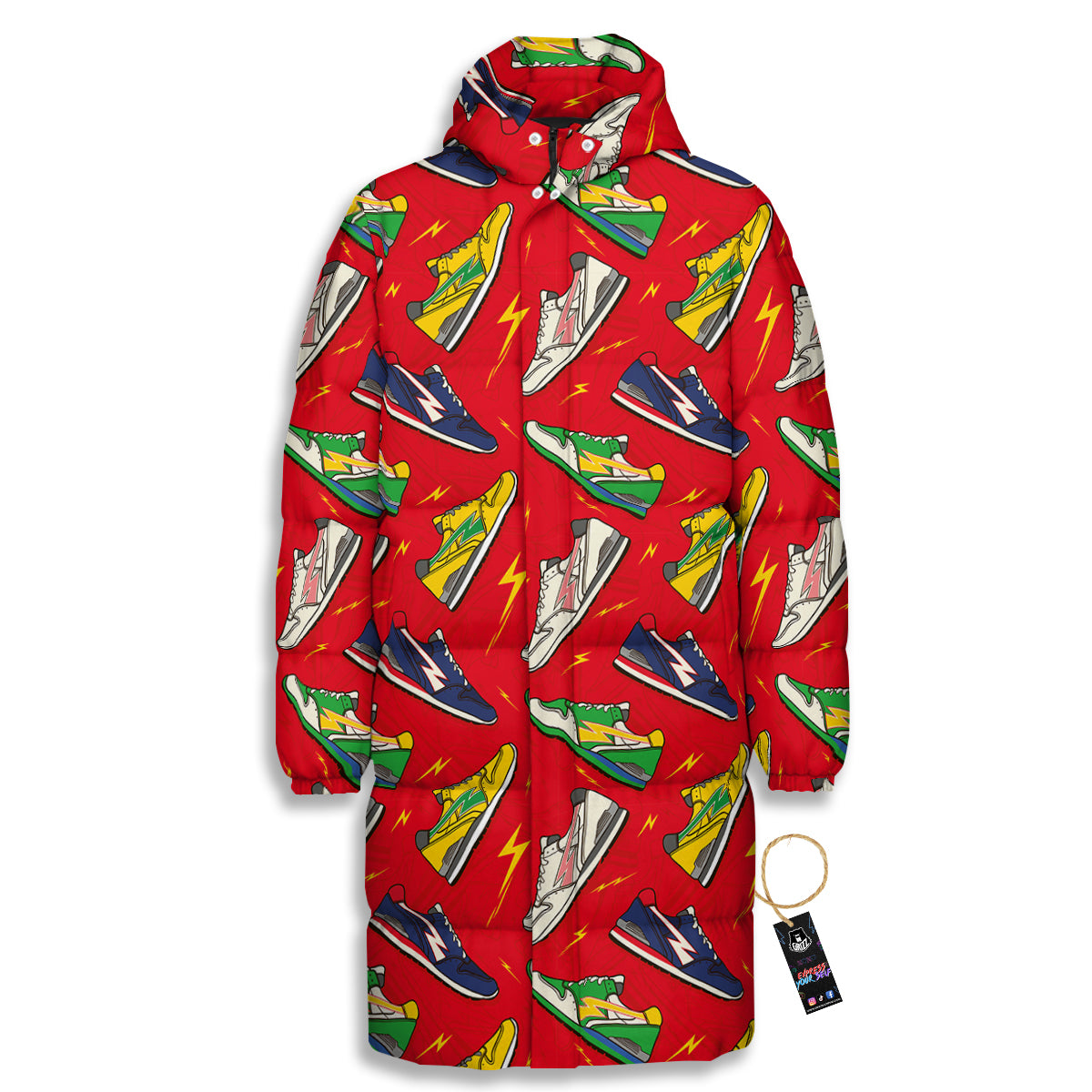 Trainer Sneakers Shoes Print Pattern Long Down Jacket-grizzshop