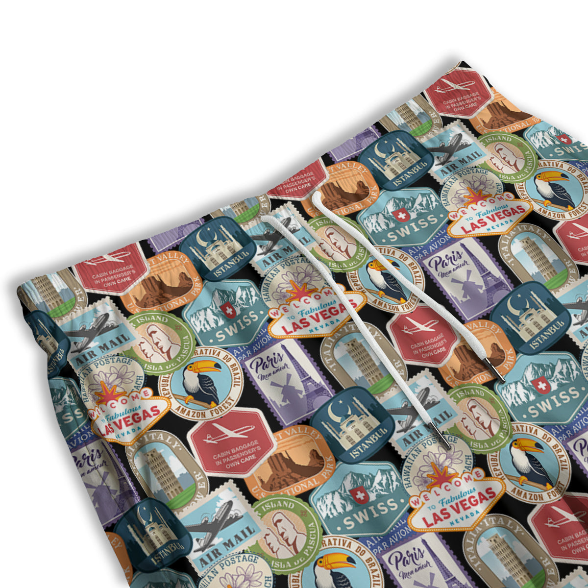 Travel Destinations Print Pattern Men's Athletic Shorts