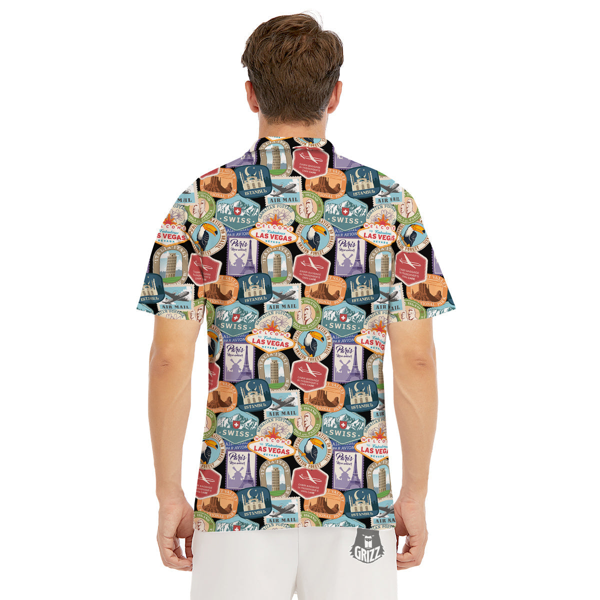 Travel Destinations Print Pattern Men's Golf Shirts-grizzshop