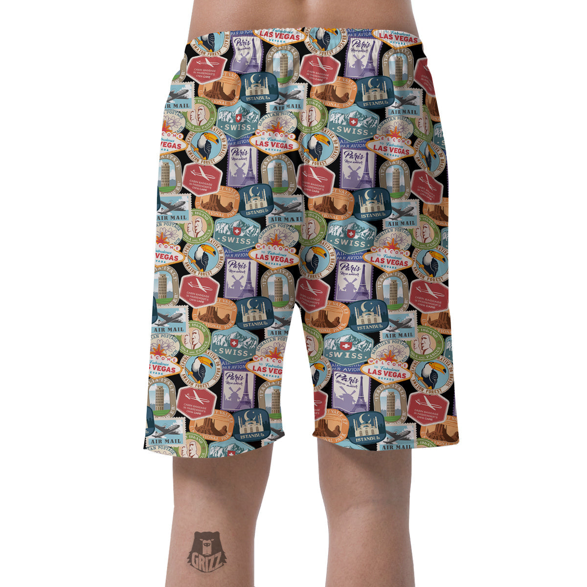 Travel Destinations Print Pattern Men's Shorts-grizzshop