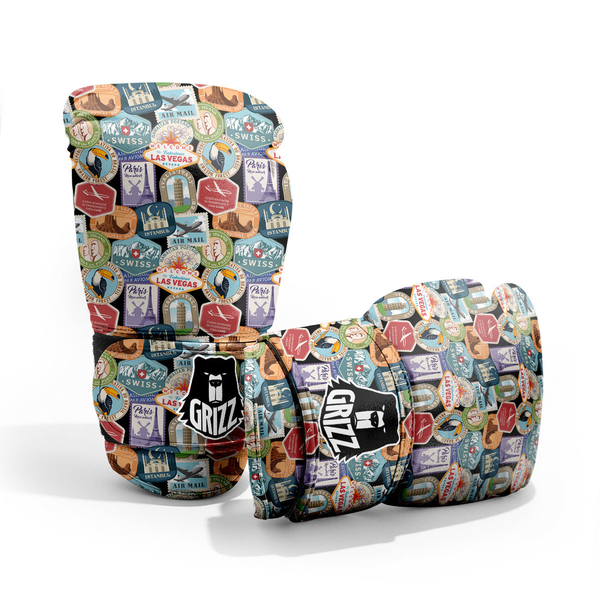 Travel Destinations Print Pattern Pro Boxing Glove