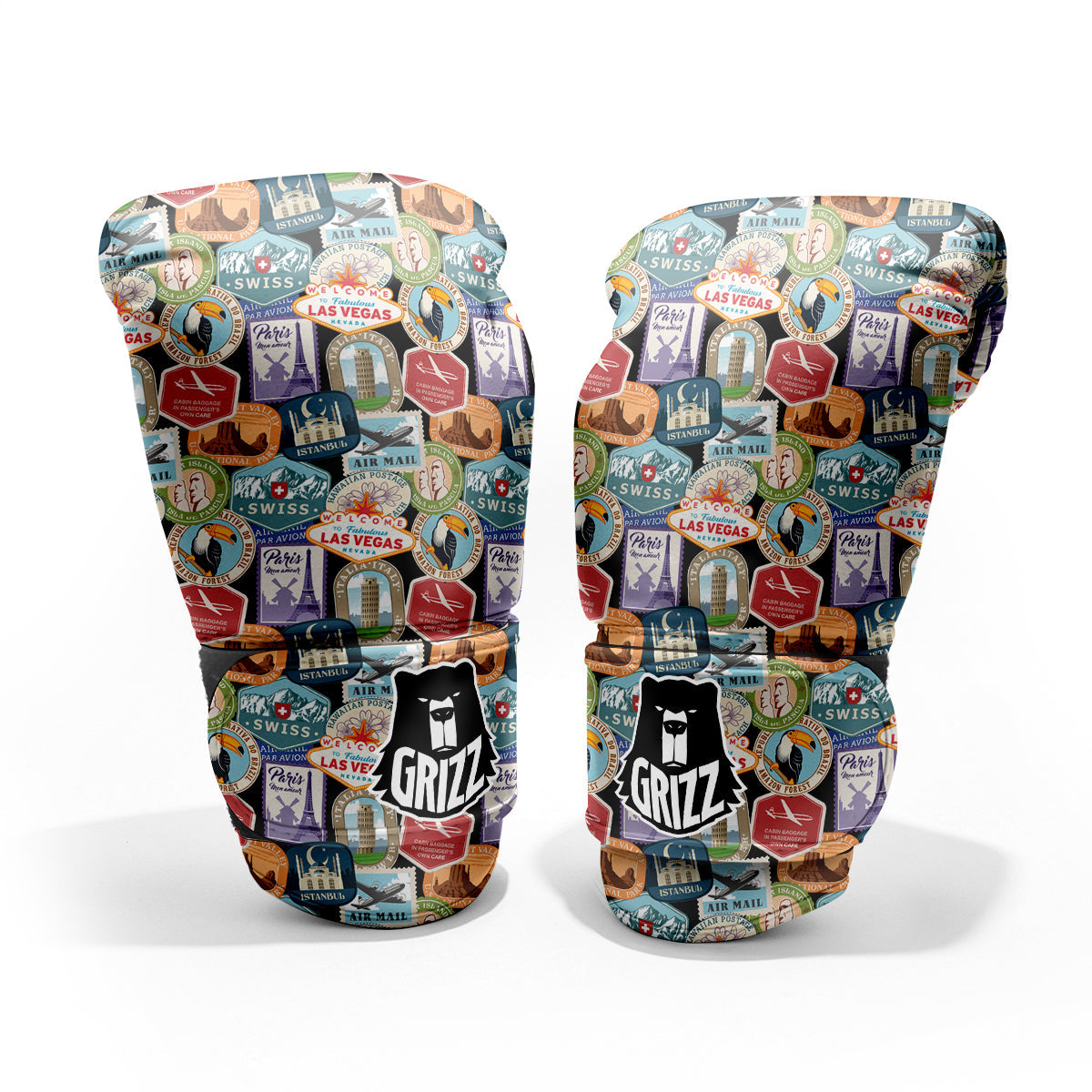 Travel Destinations Print Pattern Pro Boxing Glove