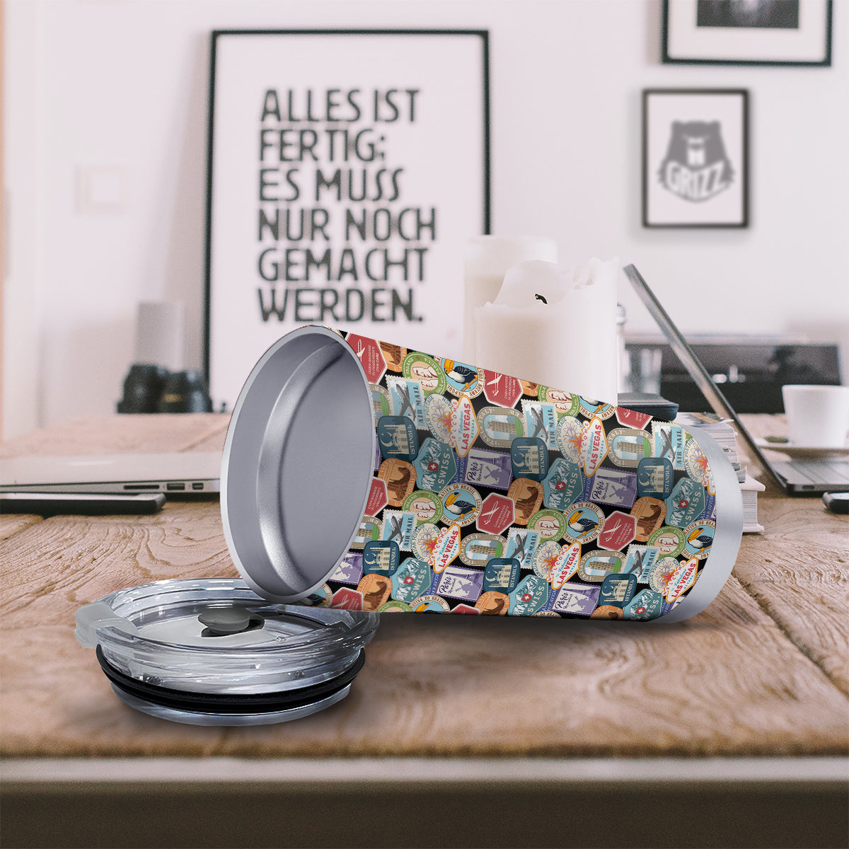 Travel Destinations Print Pattern Tumbler-grizzshop
