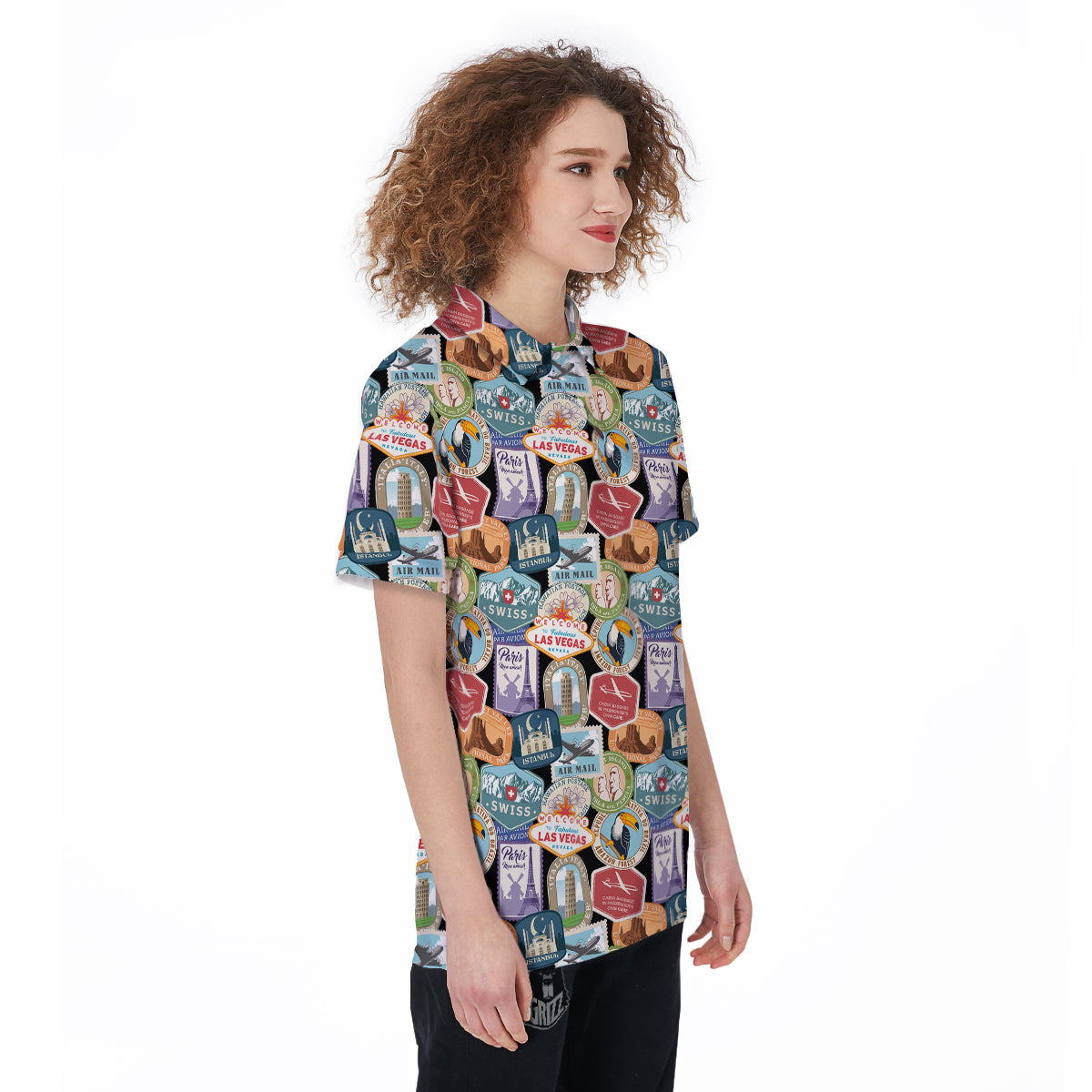 Travel Destinations Print Pattern Women's Golf Shirts-grizzshop