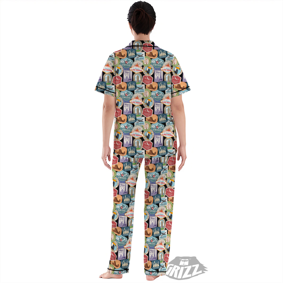 Travel Destinations Print Pattern Women's Pajamas Set-grizzshop